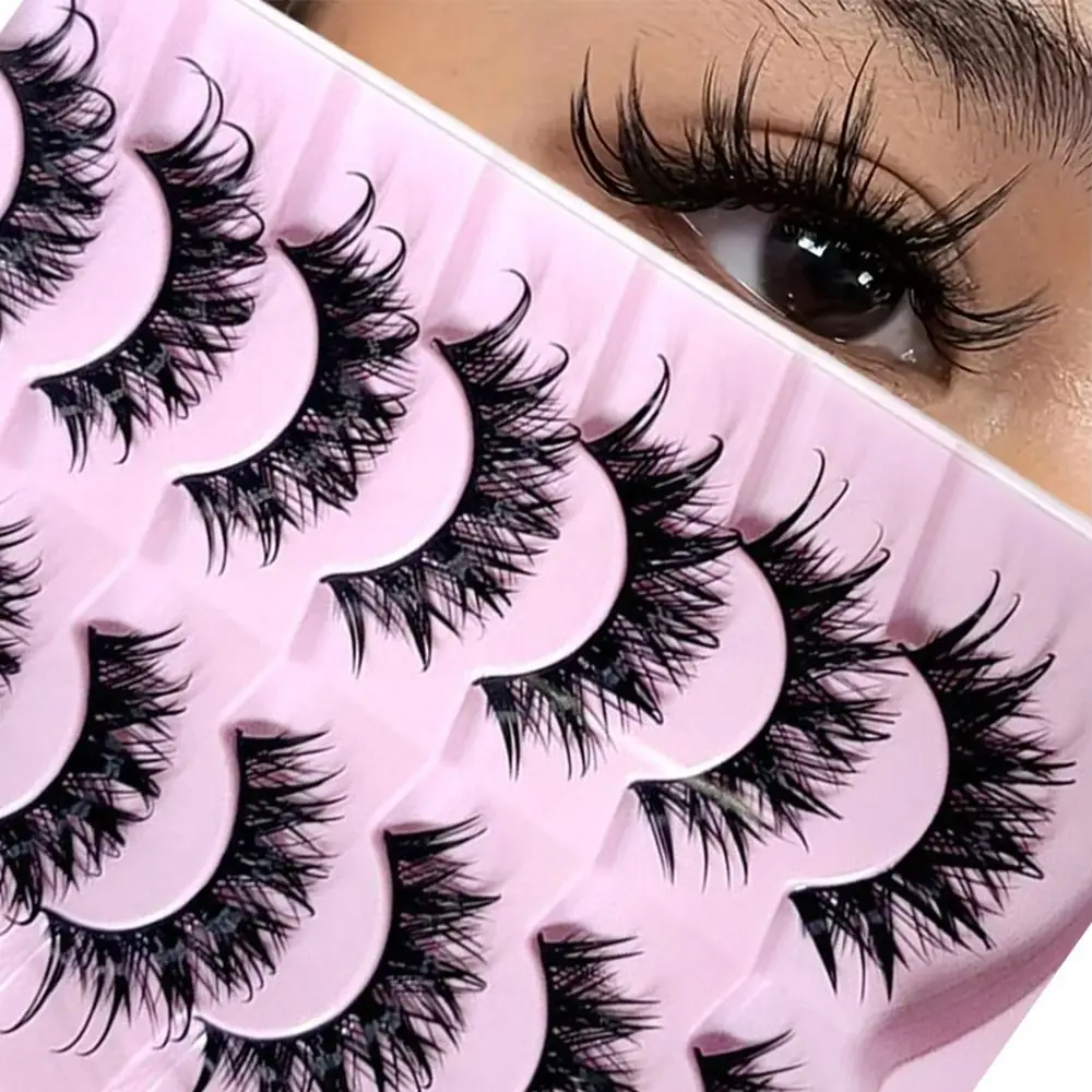 Cils artificiels effet mouillé, style manga, sans cruauté animale, avec pointes effilées et ébouriffées, effet féerique, courbure D spectaculaire, pour maquillage femme