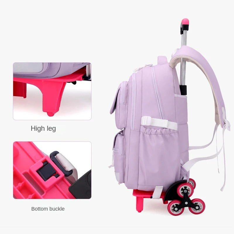 School Backpack with Wheels Trolley School Bag for Teenagers Girls Rolling Backpack Students Children Schoolbag Travel Bags