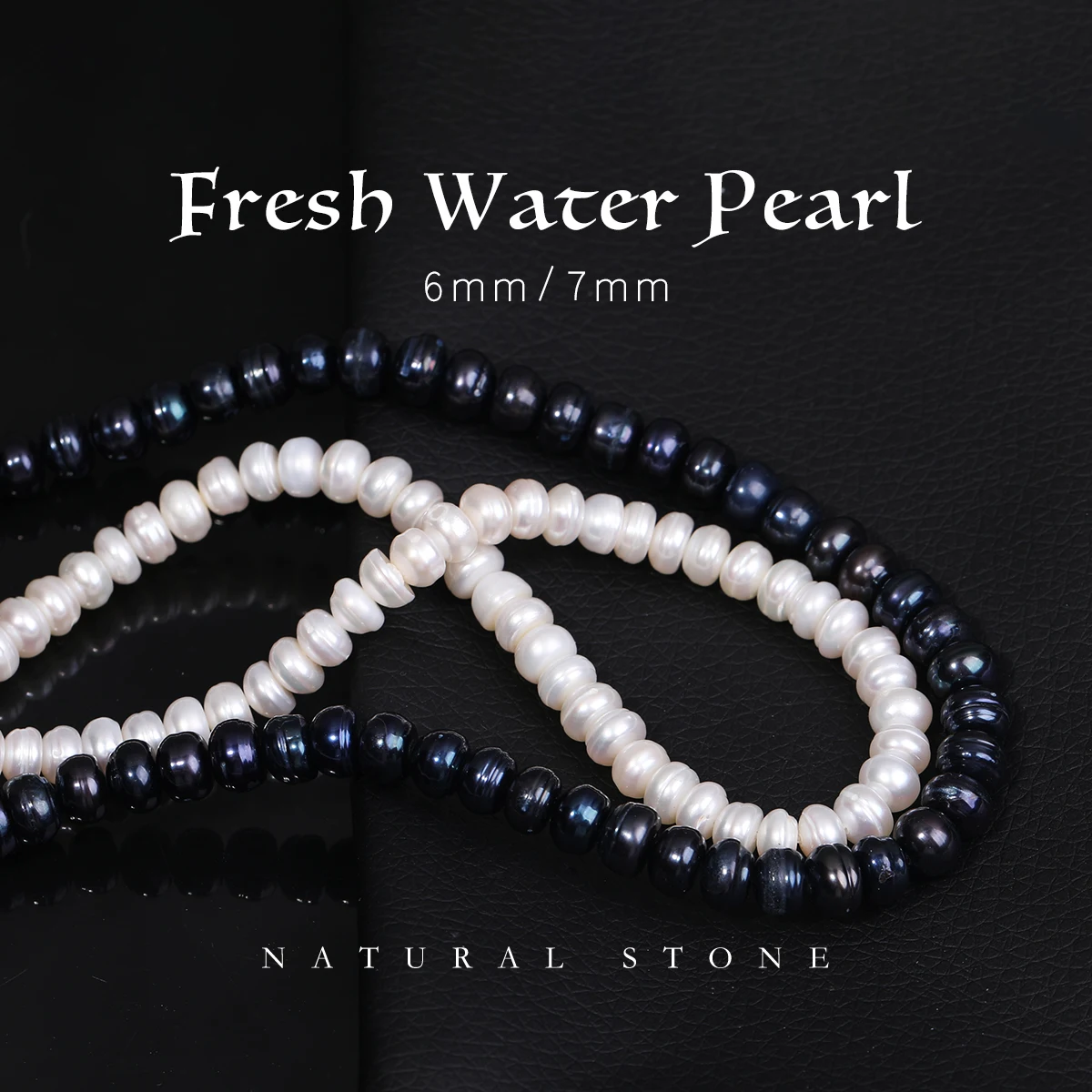 Genuine Natural Freshwater Cultivated Pearls White and Black Flat Pearls 6-7mm Loose Pearl Beads for Jewelry Making DIY Jewelry