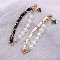 Classic Alloy Leather Pearls Phone Case Chain Women Girls Anti-Drop Mobile Phone Chain Lanyard For DIY Fashion Telephone Strap