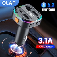 USB Car Charger Type C Car Bluetooth 5.3 FM Transmitter PD USBC/USB Car MP3 Player Audio Receiver Hands-free Calling Car Charger