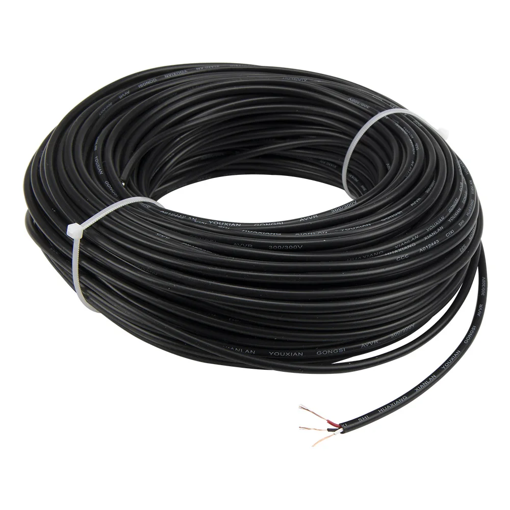 FTARE03 50m 3*7*0.12mm PT100 black extension wire compensation wire cable for temperature sensor