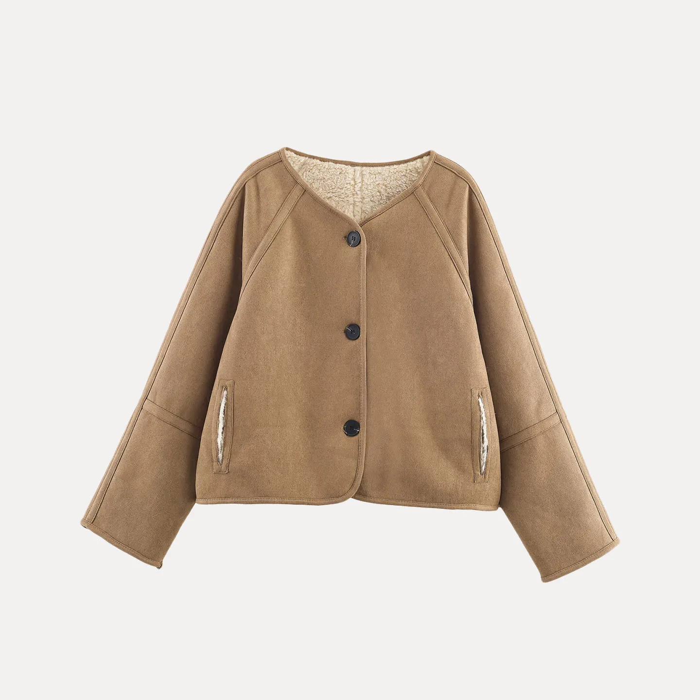 معطف نسائي من الجلد والفرو من Ele ort لخريف 2025 موضة فضفاضة تناسب طويلة Sve بأزرار حتى السيدات Jaet