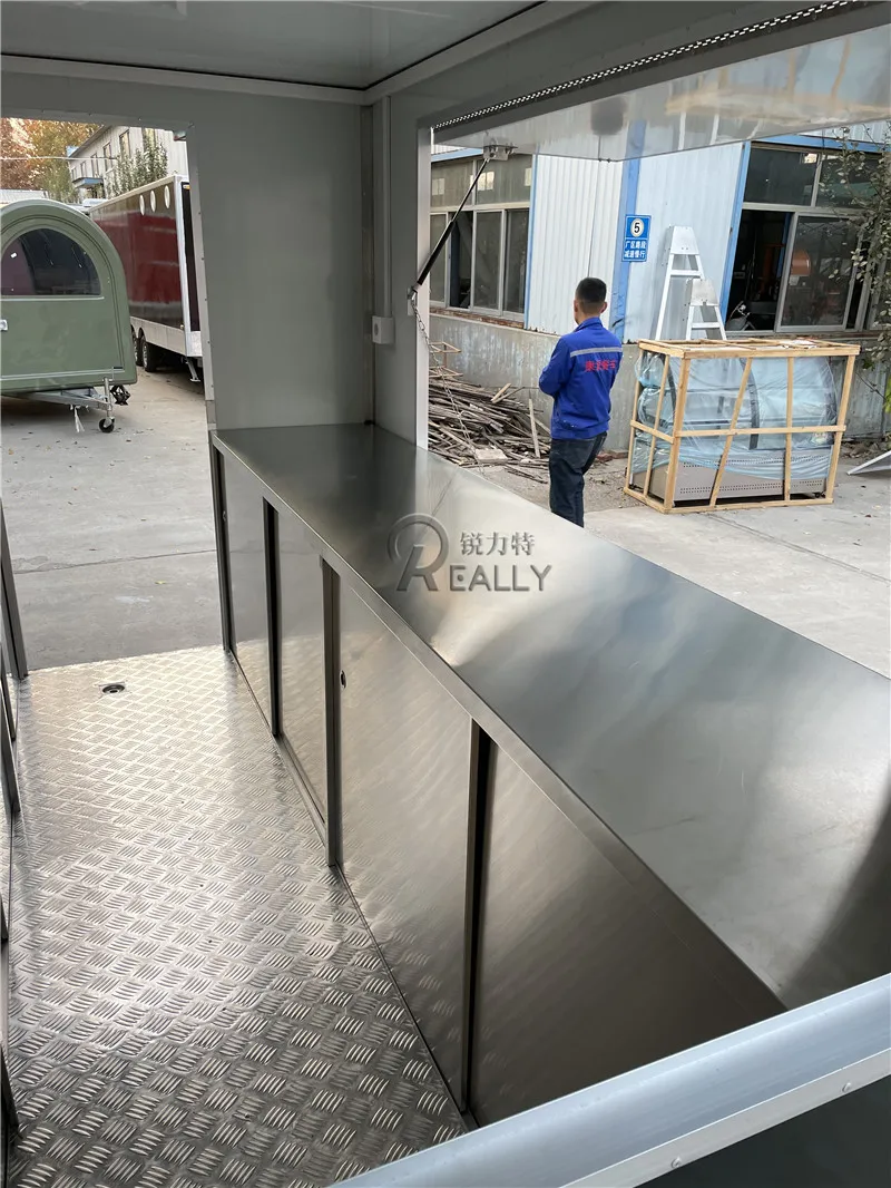 Popcorn Camping Kitchen Food Trailer Ice Cream Vending Carts with Snack Machine Mobile Popsicle Cart Solar with Freezer