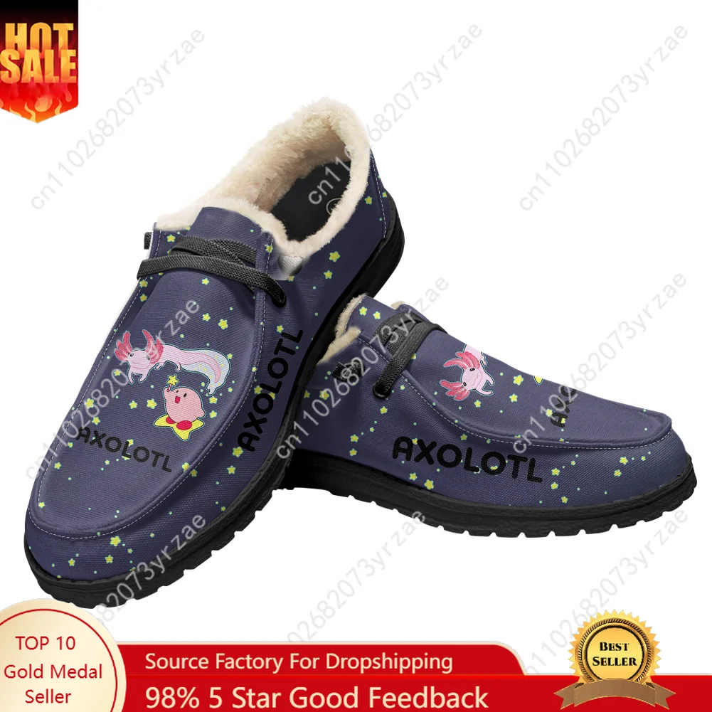 

Axolotl Velvet Flat Shoes Mens Womens Warm Shoe Indoor Outdoor Light Shoe Personalized Fashion Print Custom Made Couple Shoes
