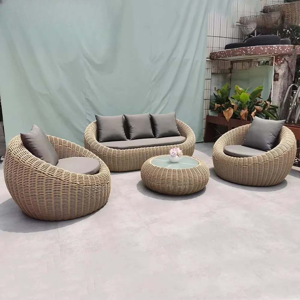 

Waterproof Aluminum Alloy Garden Wicker Sitting Set Patio Outdoor Rattan Sofa Garden Sofa Set Furniture