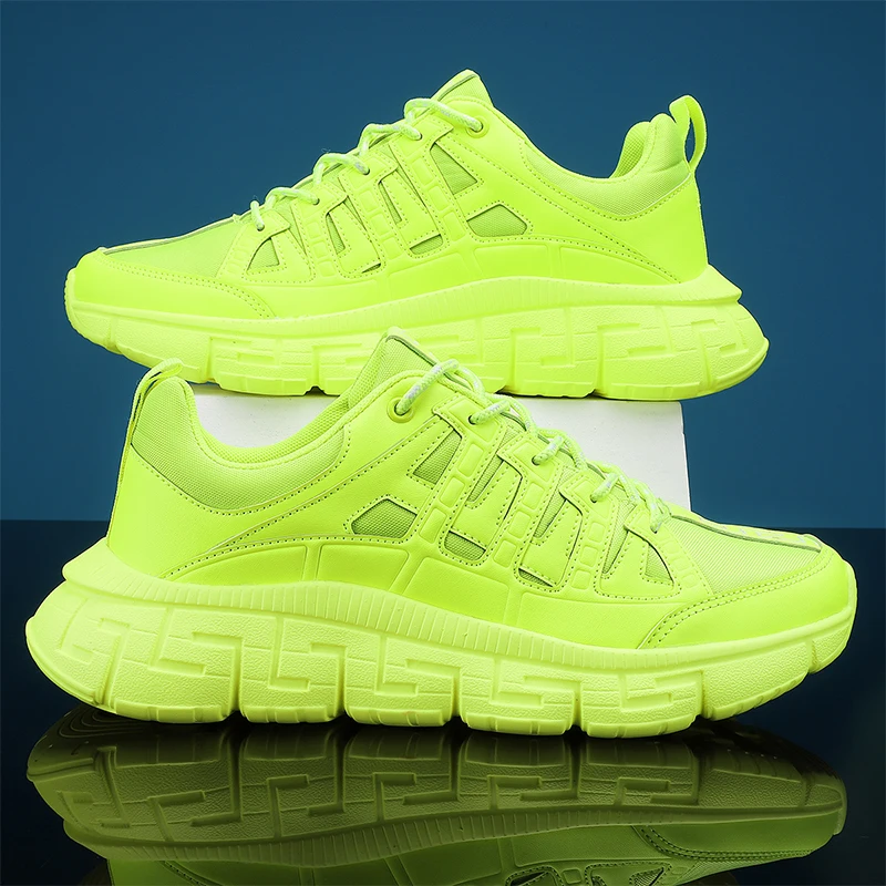 RUNSUN DAILY Men's Sneaker Fashion PU Walking Shoes Breathable Casual Multi-sports Tennis Shoes for Men Solid Color