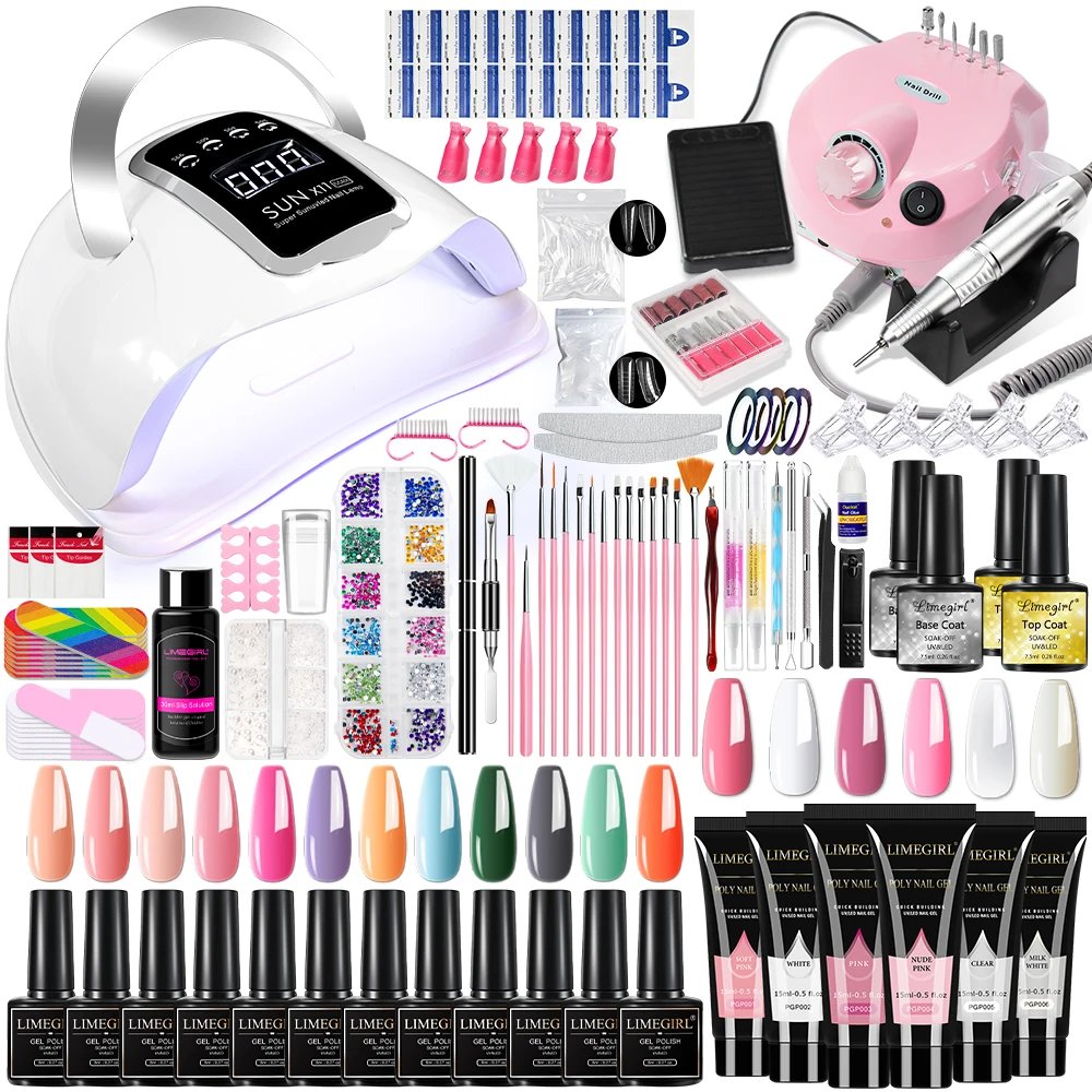 Nail Set With UV LED Lamp And Drill Machine All Manicure Tools Kit for Nails Gel Polish Soak Off Acrylic Accessories Kit