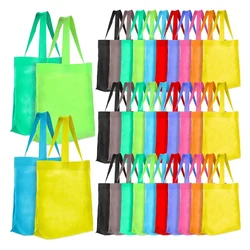 50 Pieces Non Woven Reusable Bags Multi Color Tote Gift Bags Colored Blank Tote Bags Bulk Fabric Grocery Bags Durable