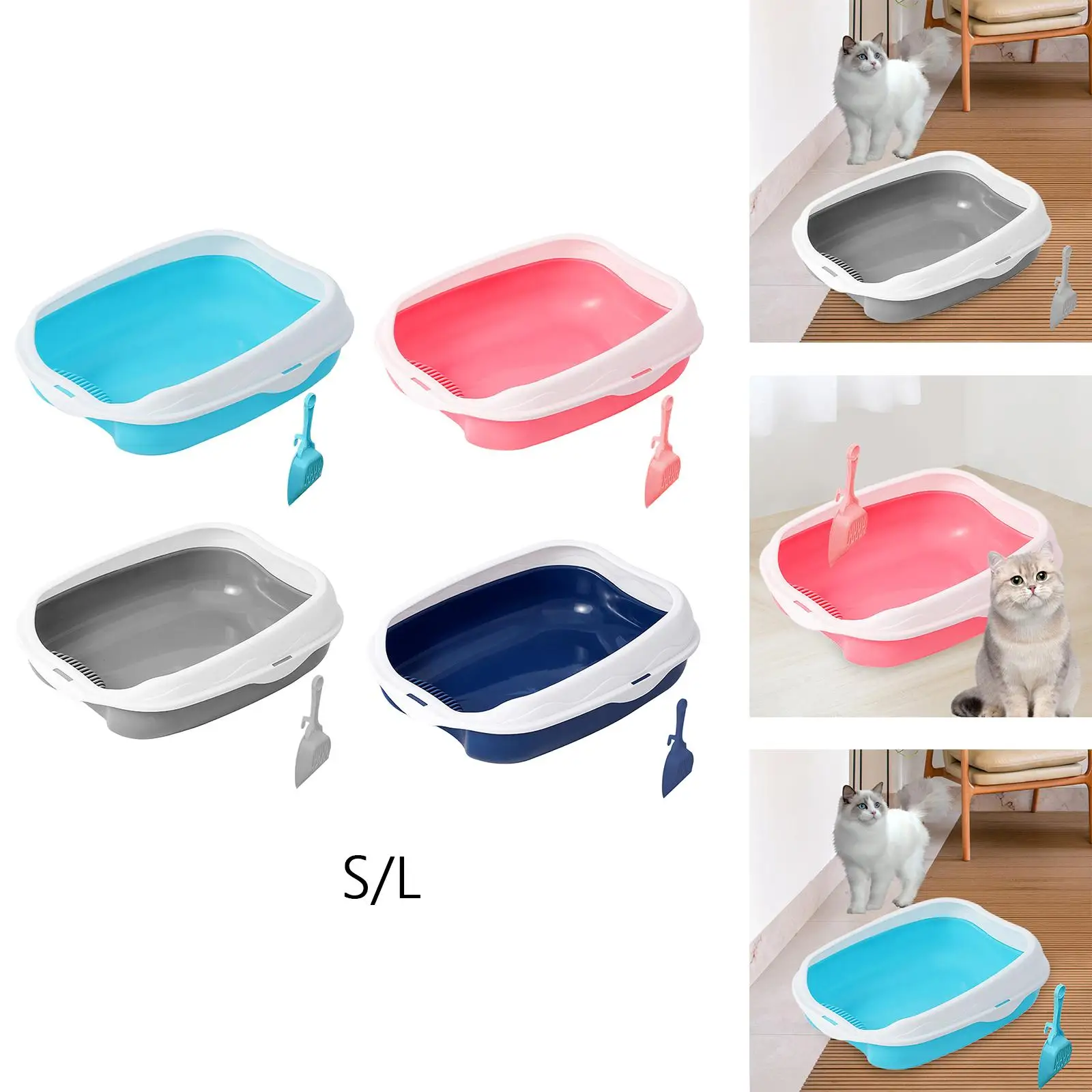 Cat Open Top Pet Litter Tray for Medium Large Cats Small Animals