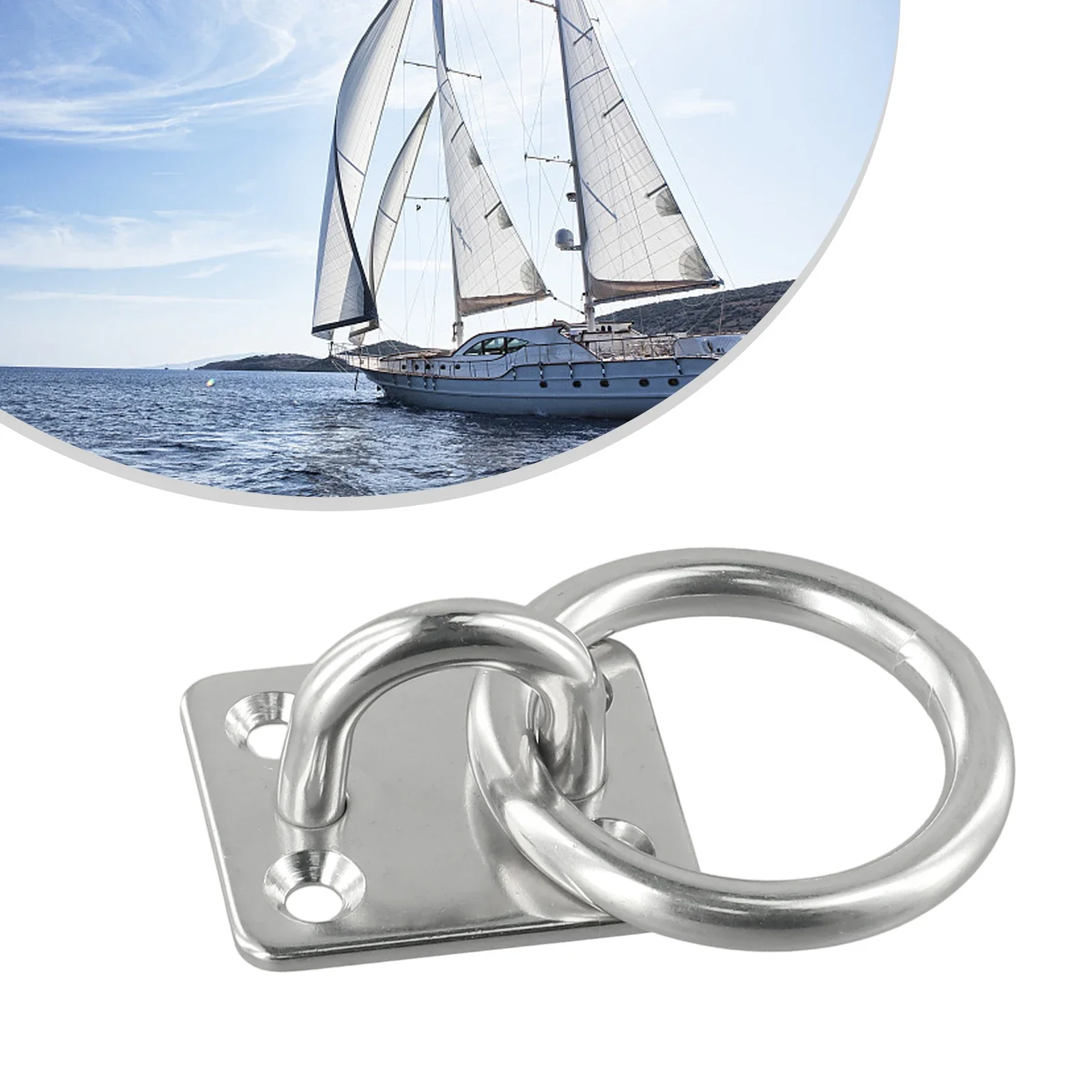 

Brand New High Quality Eye Plate Marine Square Stable Stainless Steel With Ring Yacht 6mm Accessories Cabin Deck