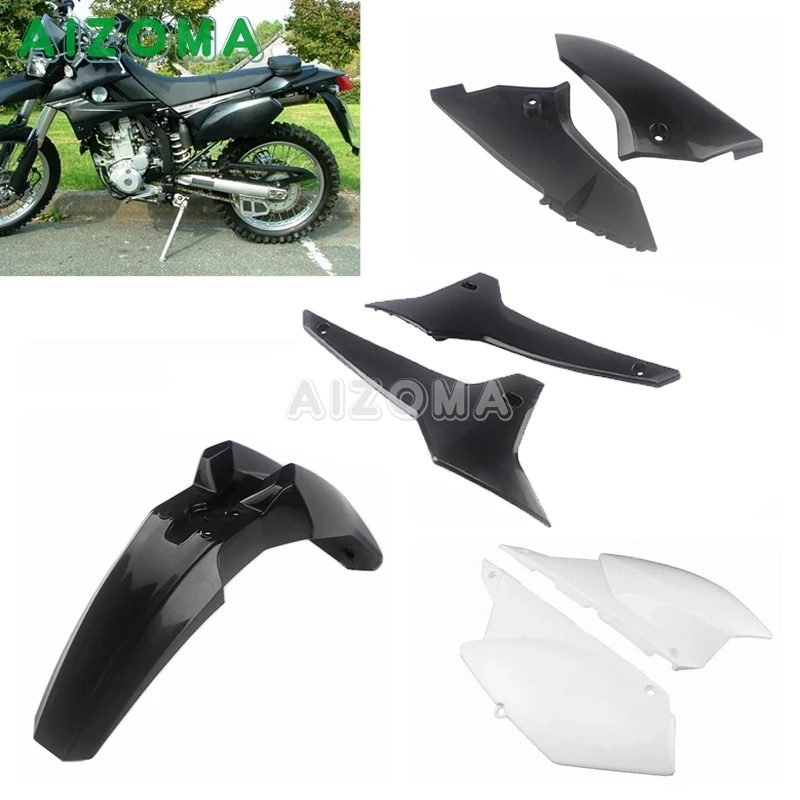 For Kawasaki KLX250 S/SF 2008-19 D-Tracker X 250 13pcs Motocross Headlight Fender Full Body Cover Fairing Kit w/ Seat Oil Tank