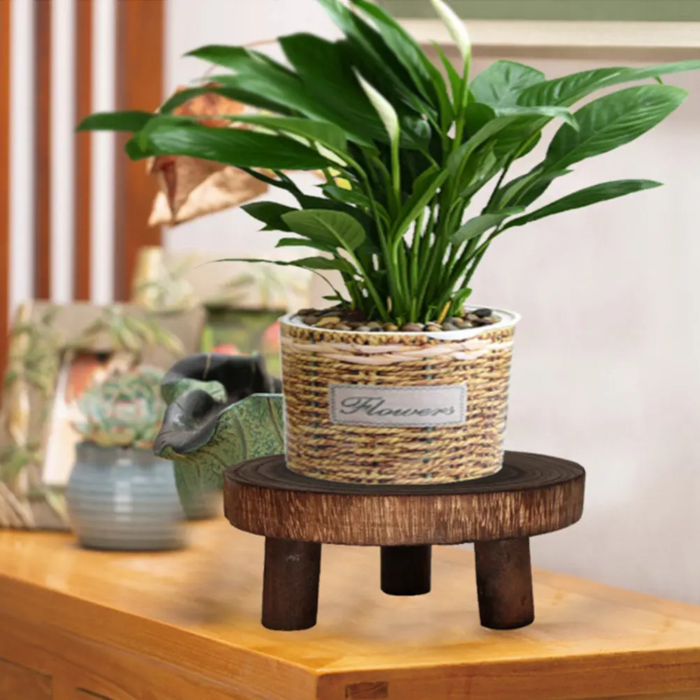 Wooden Plant Stand Long Bench Rustic Flower Pot Stool Display Shelf Balcony Garden Bonsai Holder Indoor Plant Rack