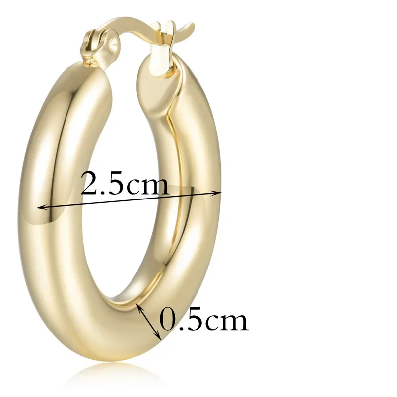 One Solid Weight Eight Grams Gold Color Circle Creole Earring Stainless Steel Gift For Women Hoop Earrings Wholesale