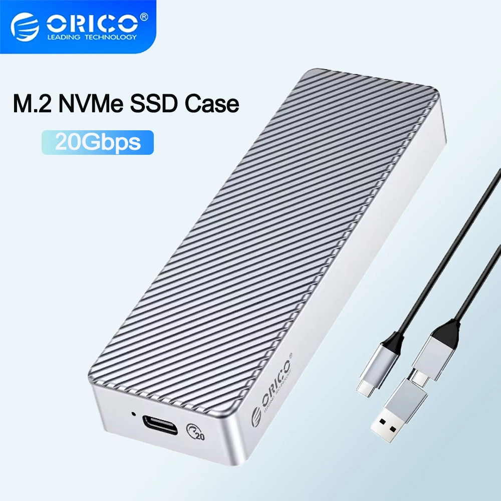 

Orico Алюминиевый корпус M.2 NVME SSD 20 Гбит/с USB 3.2 Type C Gen2 Внешний корпус M2 PCIE NVME Адаптер Бесплатно для ноутбука