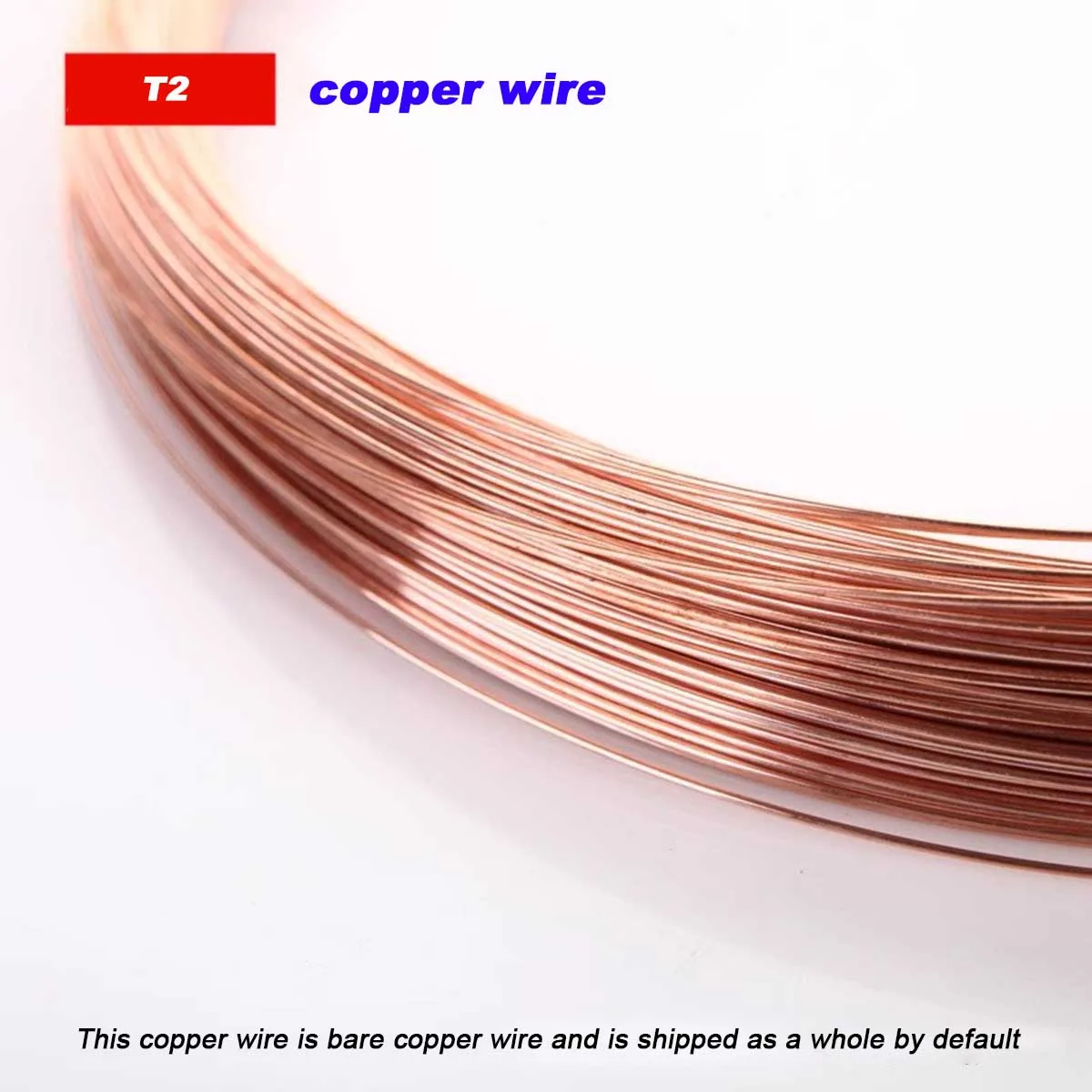 High Purity 99.9% T2 Red Bare Copper Wire, Solid Conductive Copper Line 0.1‑3mm Specifications Available