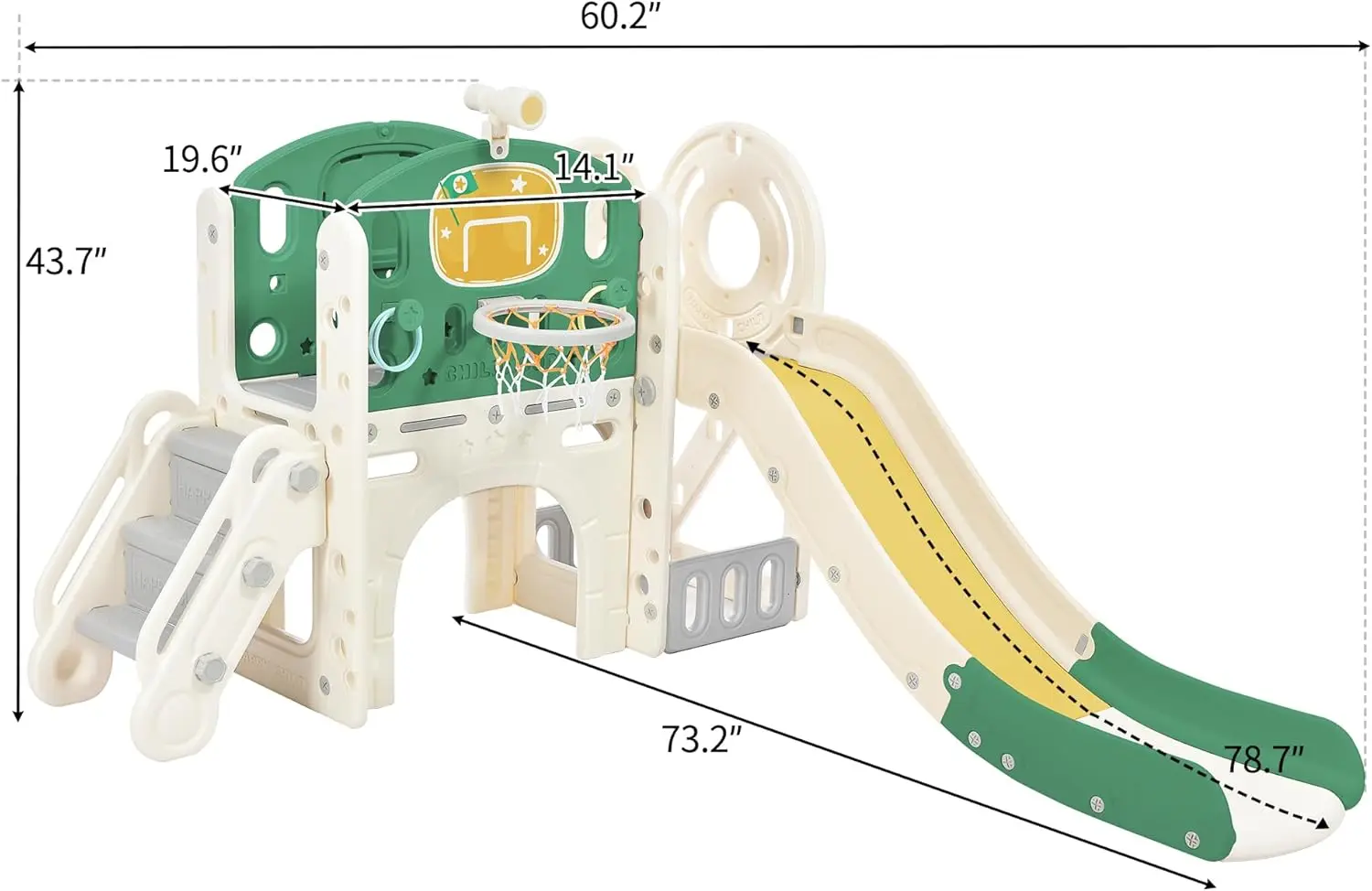 Jeu de toboggans 7 en 1 pour enfants, aire de jeux extérieure et intérieure pour enfants, château autoportant, maison de jeu d'escalade