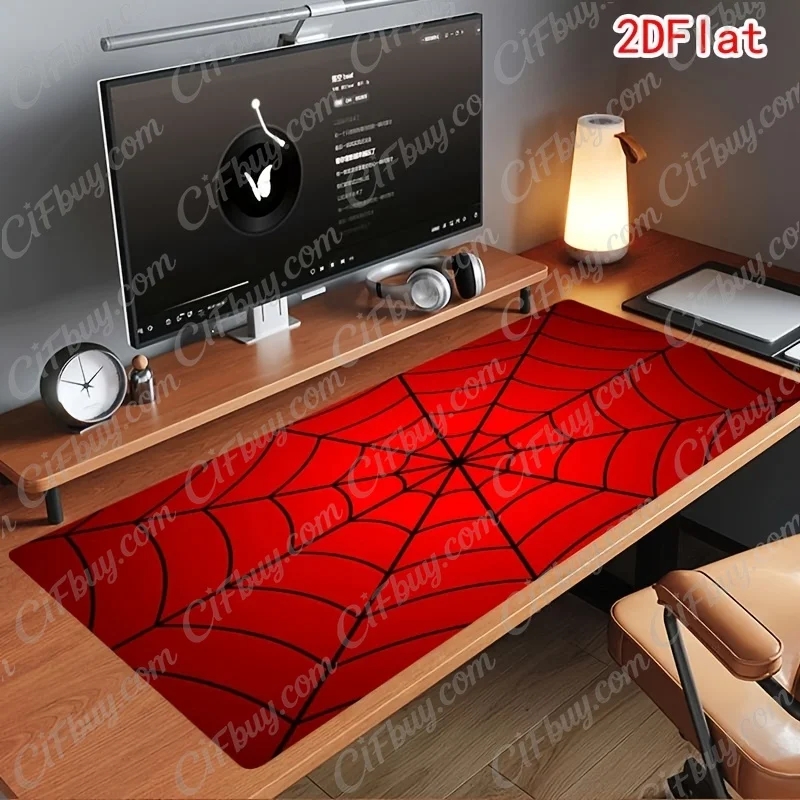 CIFbuy Mouse Pad Large Red Base Black Spider Web Print Smooth Cursor Precise Tracking Non-Slip Durable Gaming Office Home Desk M