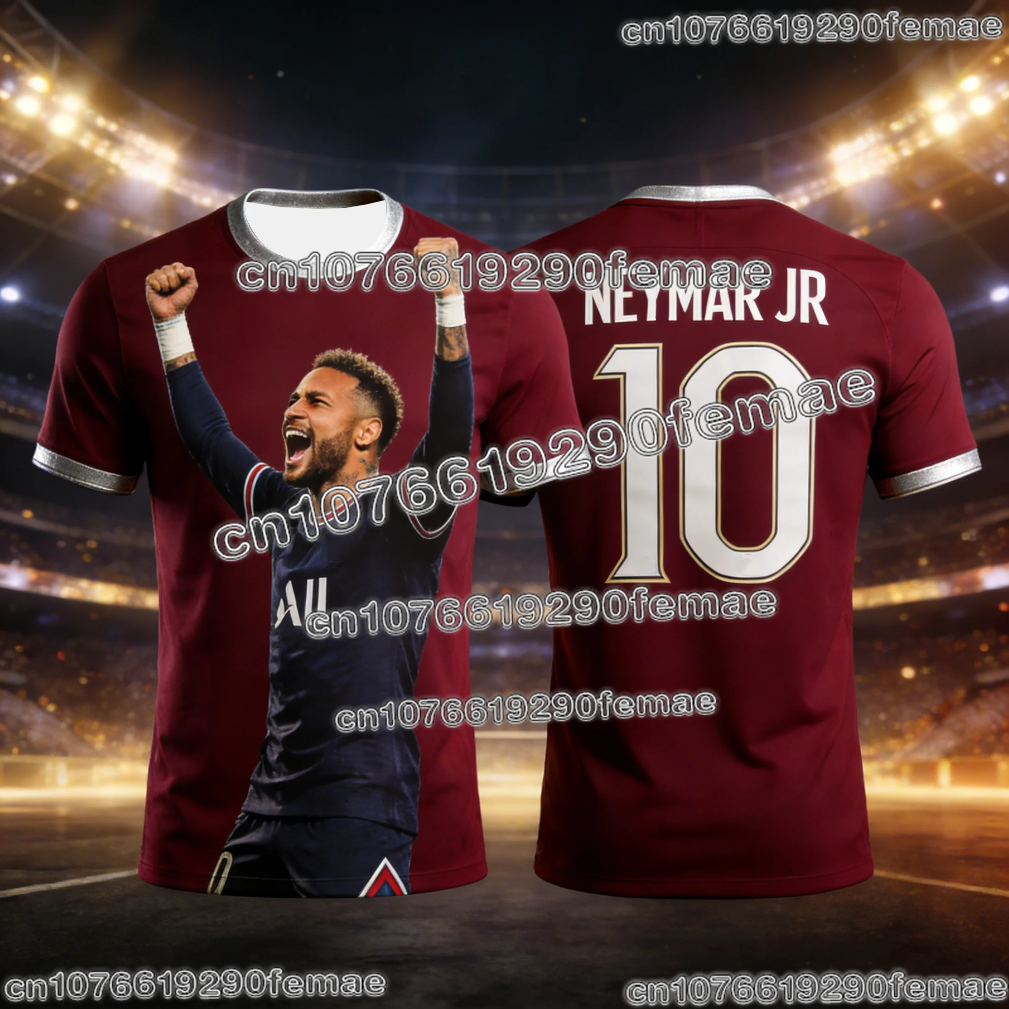 

Модный специальный выпуск Неймар футбольный тренировочный топ с короткими рукавами из дышащей ткани для мужчин, женщин и детей, активный отдых на свежем воздухе, спортивная одежда