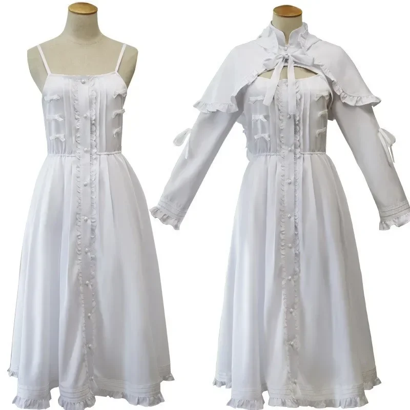 Anime-Druck Einsamkeit Yosuga no Sora Kasugano Sora Lolita Weißes Cosplay-Kleid Dame Halloween-Kostüm Baumwolle süßes Partykleid Perücke