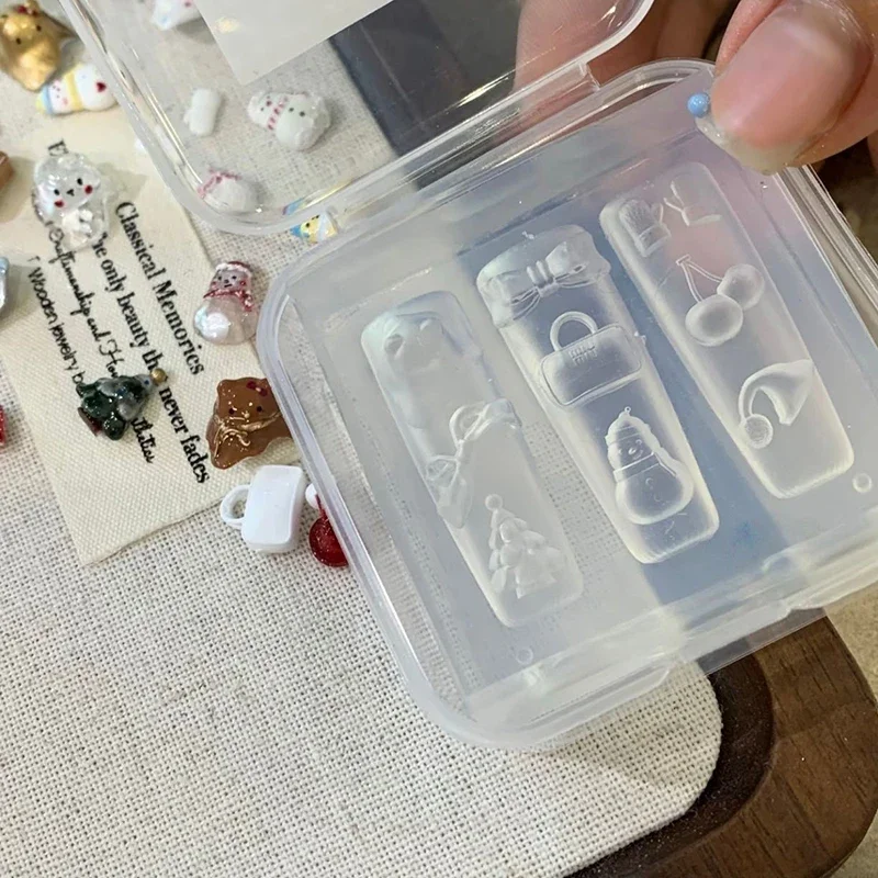 Presente de natal silicone boneco de neve escultura de unhas molde decorações de unhas design diy placa de carimbo estereoscópico ferramentas de manicure