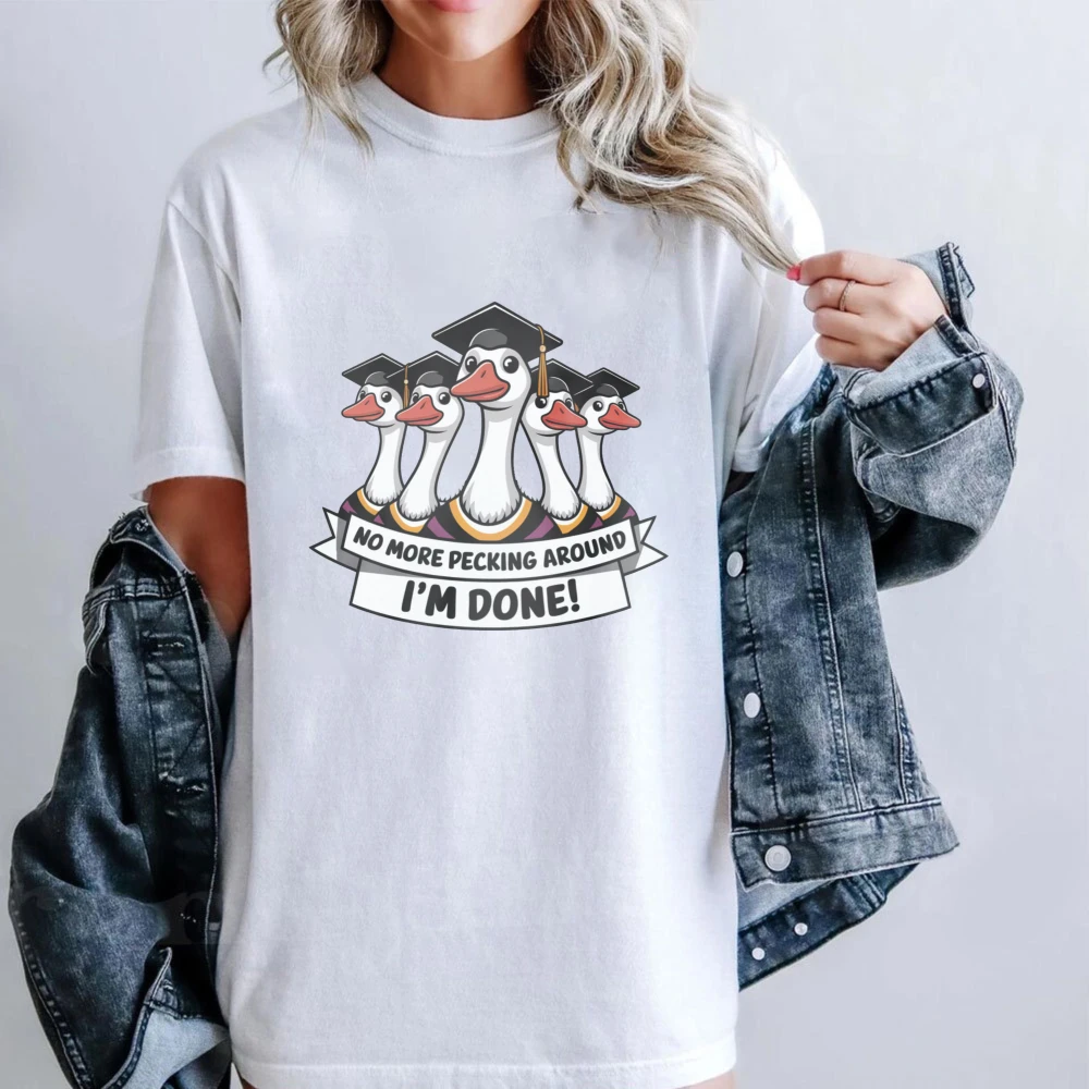 I Graduated Can I Go Back To Bed Goose Women Tee Funny Goose Graduation Shirt Class of 2026 Gift for Her Aesthetic Clothes