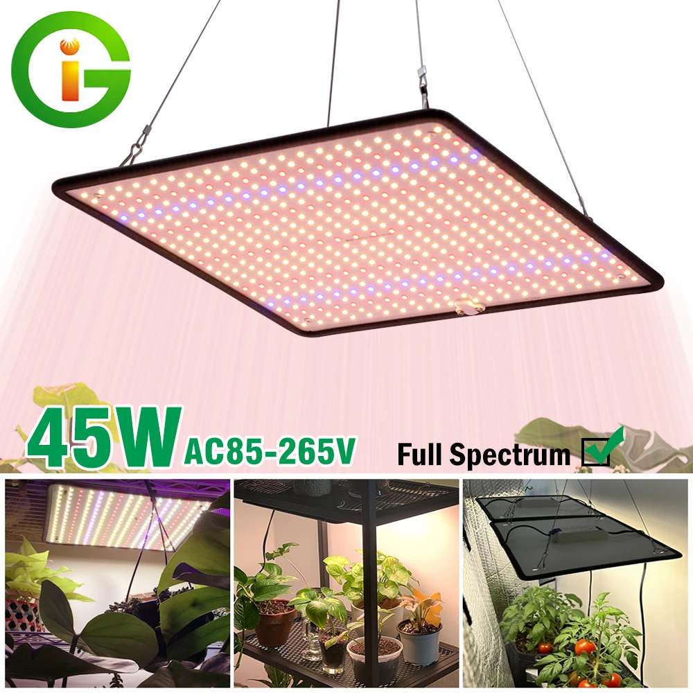 Nouvelle lampe de culture LED à spectre complet 45W en aluminium, dimmable, pour serre, éclairage de culture de plantes, tendance