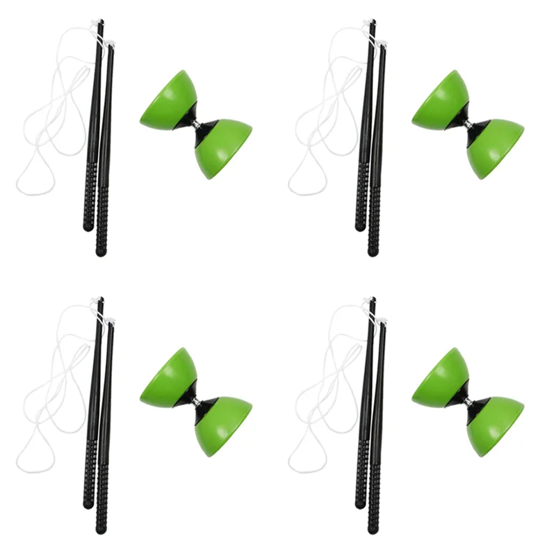 

4X пластиковая чаша Diabolo для жонглирования, вращающаяся китайская йо-йо классическая с ручными палочками, зеленый-Y46A