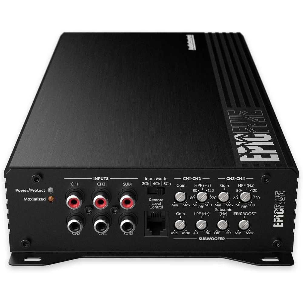 Epic Series 1100 Watt RMS 5-Channel Car Audio Amplifier, Class D, Epic Boost, Subsonic Filter, High-Pass/Low-Pass Filters