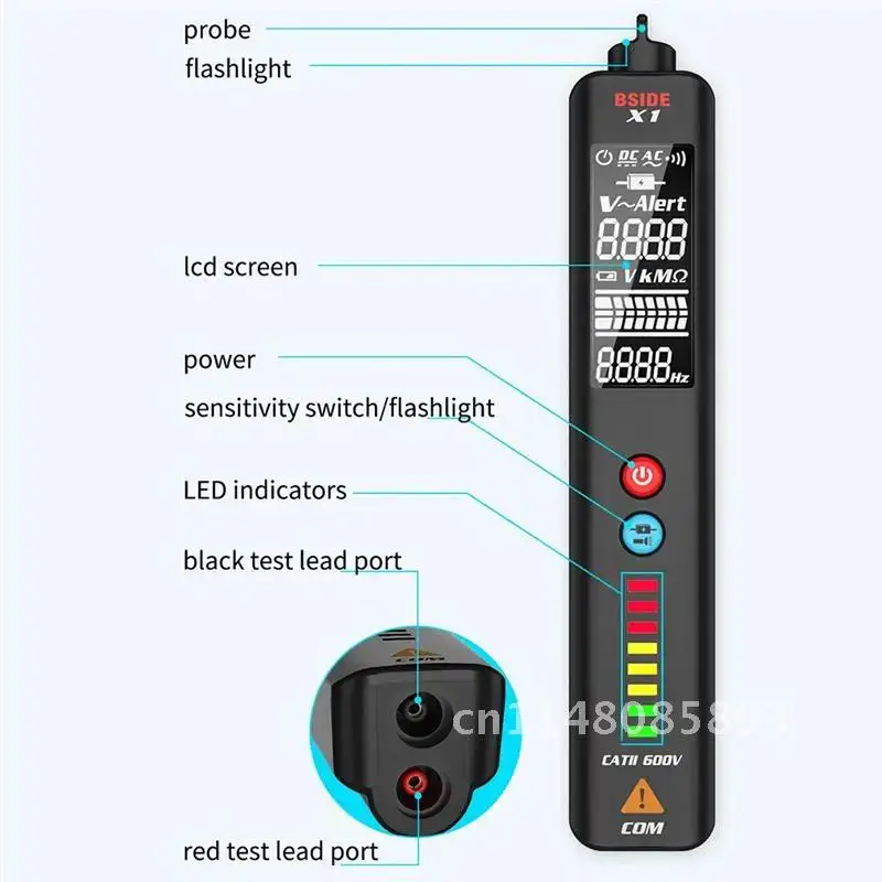 BSIDE Voltage Tester Large LCD Live/Neutral Wire Check Breakpoint Locate Non Contact AC DC Voltage Sensor Pen