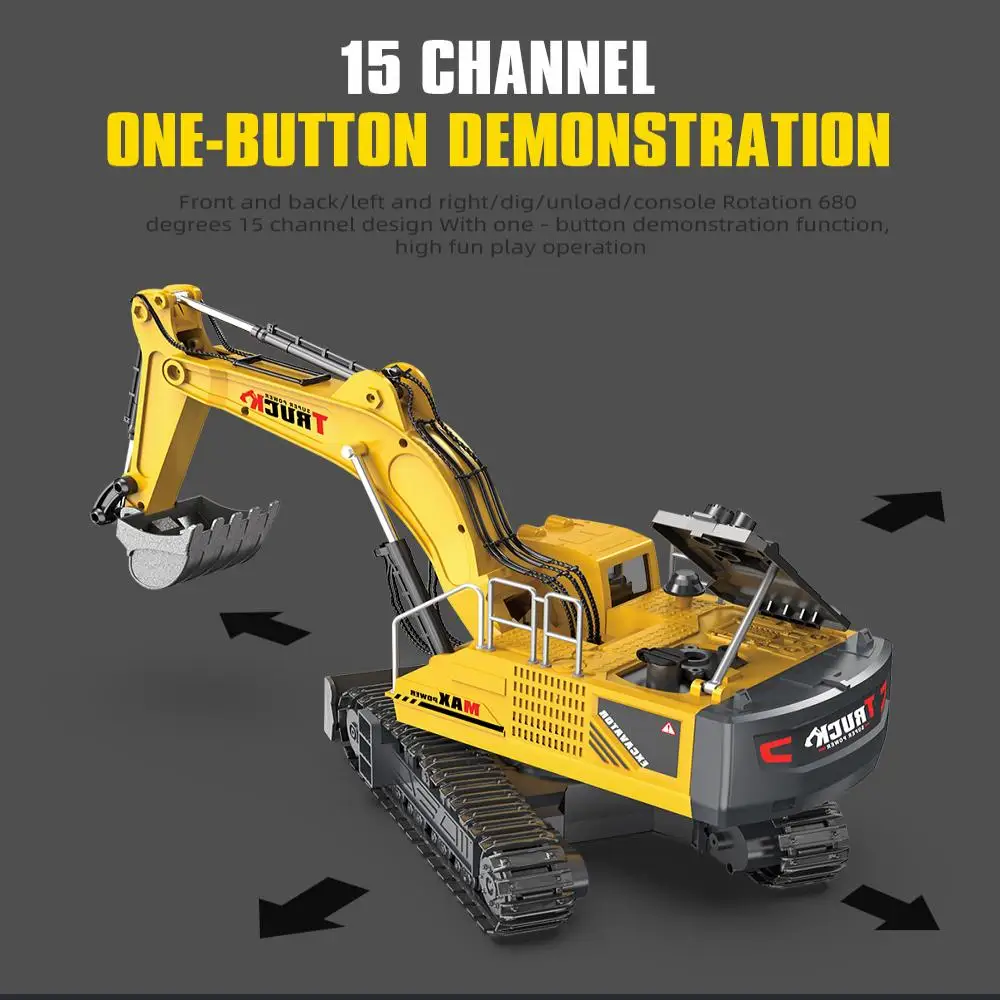 2.4G RC 자동차 엔지니어링 기계 차량 트럭 장난감, 어린이 시뮬레이션 합금 리모컨 굴삭기 자동차 장난감, 남아용 어린이 선물