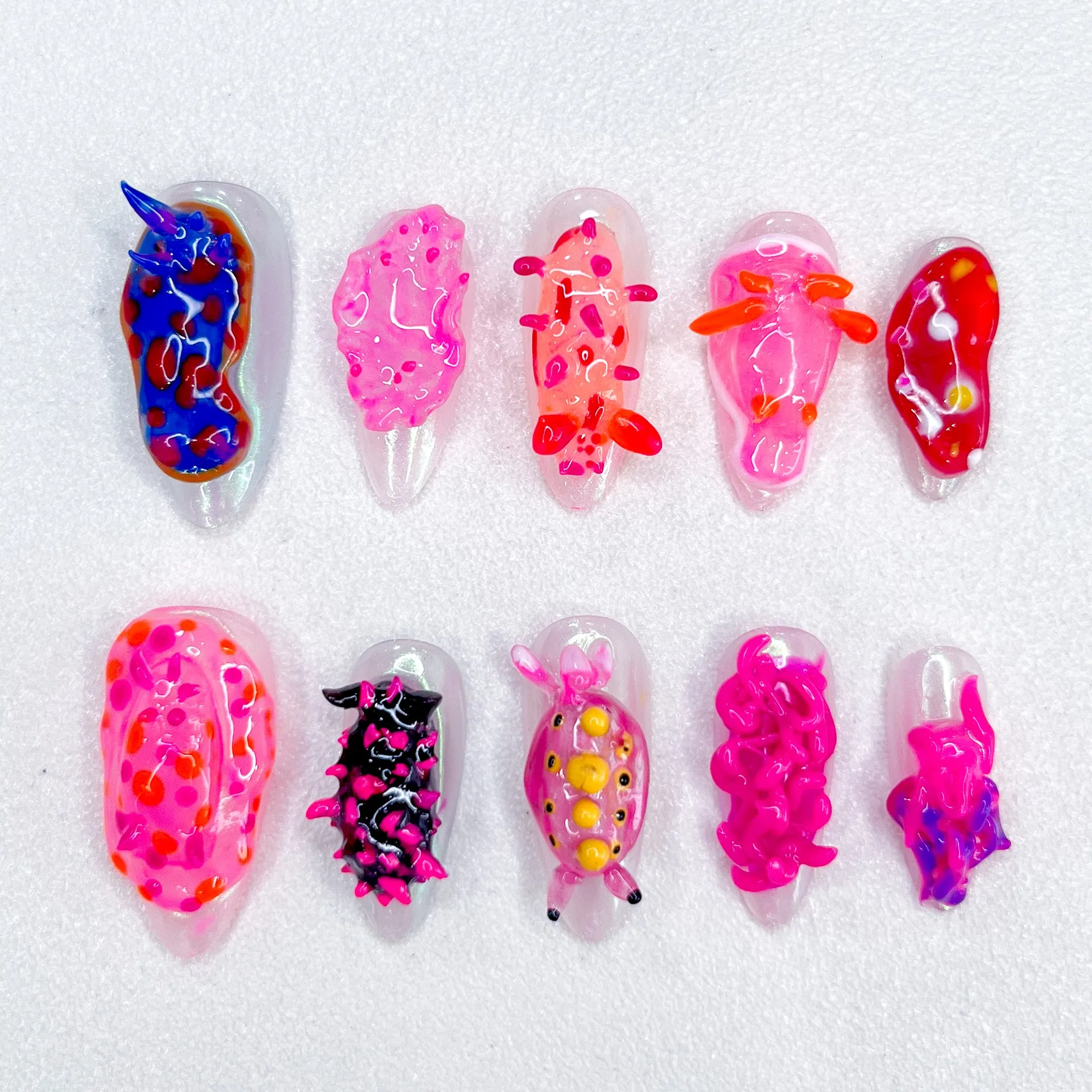 New 2025 Handmade Nail Art Exotic Styling Embossed Women Wear Decorative Press on Nails False Nails