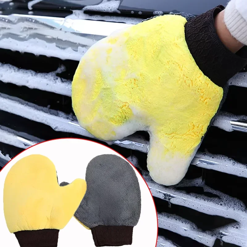 قفازات تنظيف السيارات عالية الجودة الأكثر مبيعا لينة ستوكات على الوجهين امتصاص الماء قفاز منشفة أدوات تنظيف السيارات #1