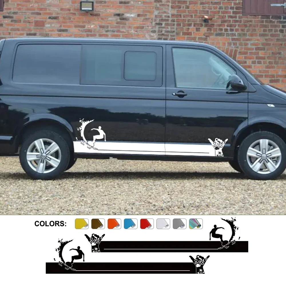 

Van Camper Surf Wave Hang Loose Graphics Stripes Kit Decal Car Side Sticker For Volkswagen VW Multivan Transporter T4 T5 T6 30