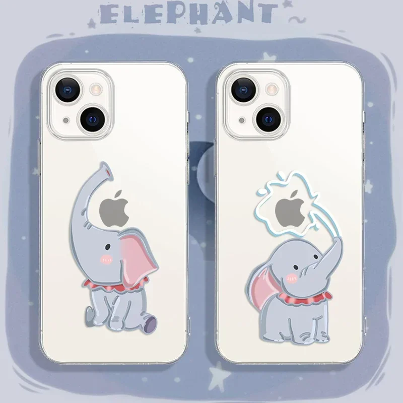 Funny Animal Bunny Elephant Pig Lovers Couple Phone Cases for iPhone 15 14 13 12 11 Pro Max Mini X XR XS 7 8 Plus SE Cover Bags