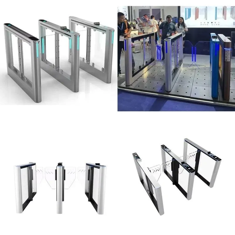 Aluminum alloy rotary fence door entrance safety pedestrian access control anti-trailing speed gate IP55 protection brushless