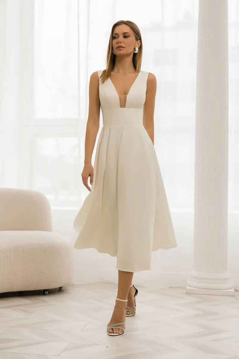 Stunning Wedding Dress 2024 Pleat A-Line Short Bridal Gowns Ankle Length vestidos d Backless For Women Robe De Mariee Stunning