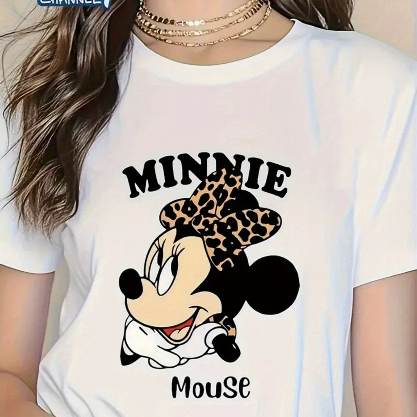 

Женская футболка с леопардовым принтом Disney и Минни Маус — официальная повседневная рубашка Disney, легкий повседневный летний топ