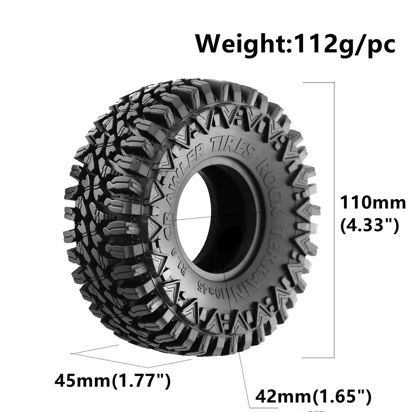 1.9in Crawler Tires Mud Tyre Plastic Wheel Rims for 1:10 RC Car Axial SCX10 90046 AXI03007 TRX4  Redcat Gen8 Traxxas 4WD D90 MST