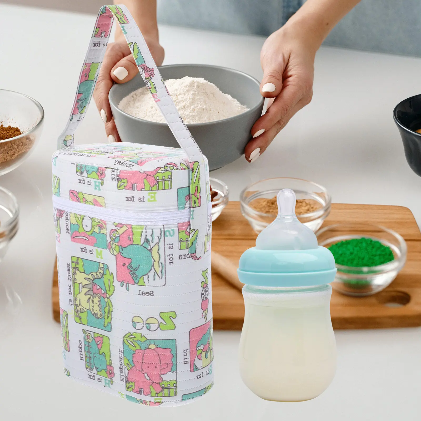 PVC Dual Insulated Bucket Portable Portable Breastmilk Warmer Baby Milk Warmer for Hot Cold Travel Container Breastmilk