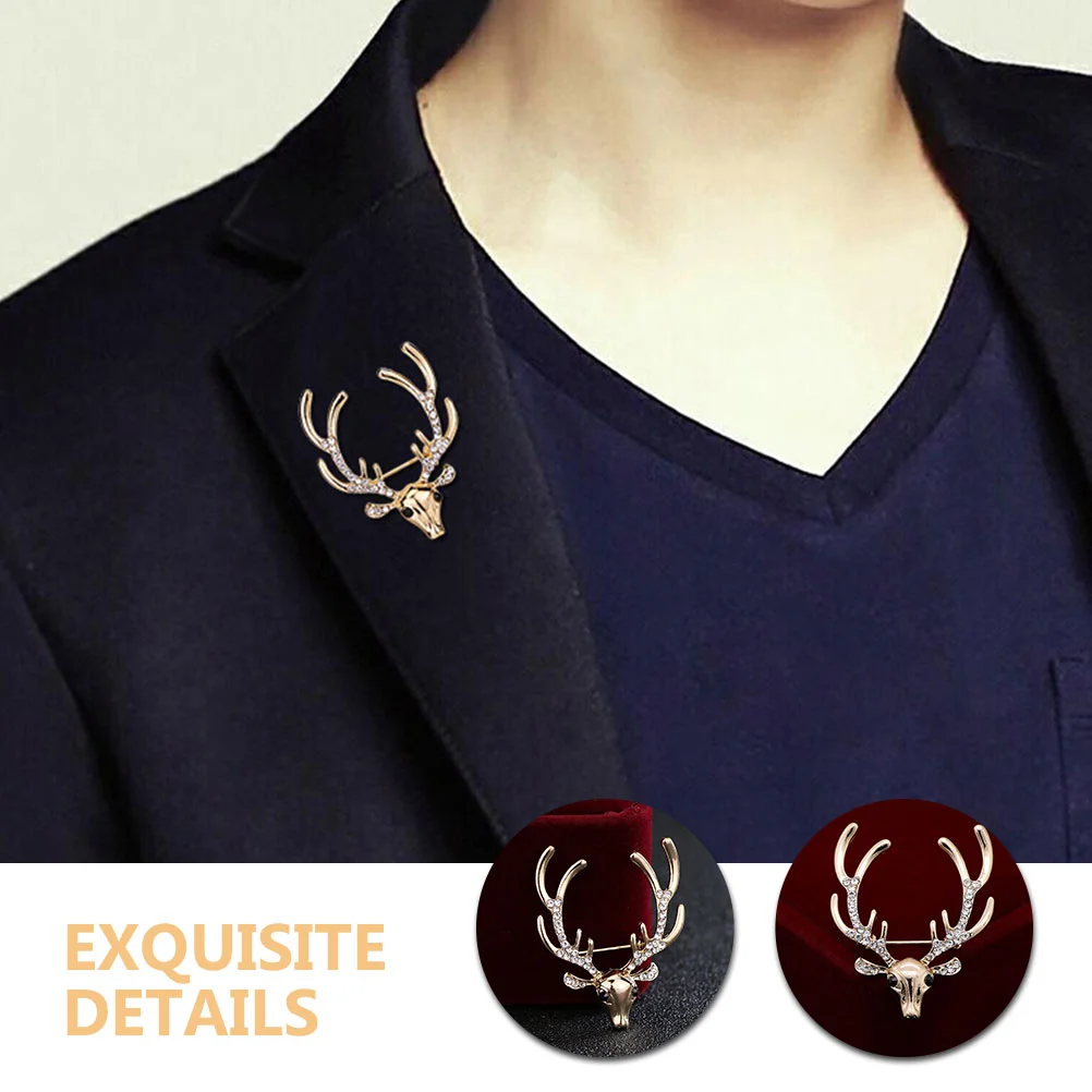 2pcs Whimsical Deer Head Brooch Pin Elegant Jewelry For Women Deer Head Brooches Brooch For Special Occasions Collar Pin