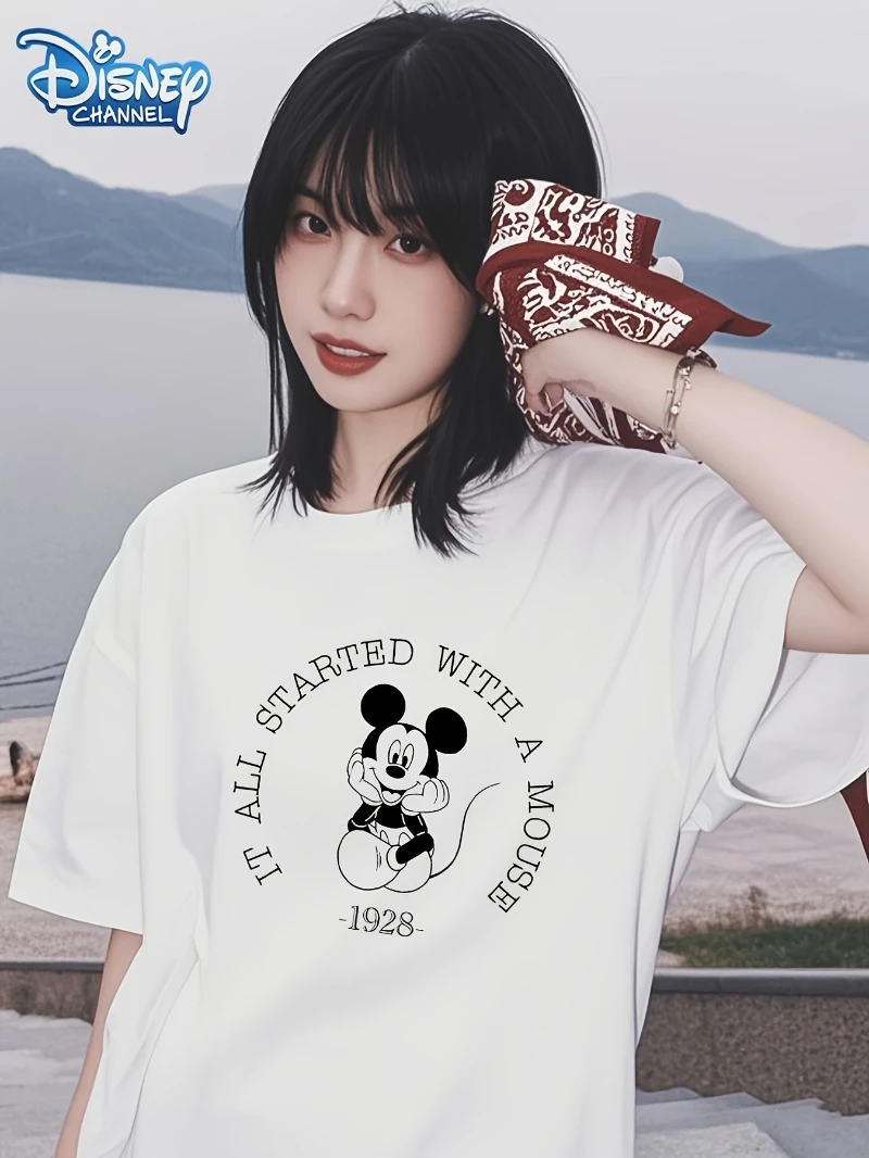 T-shirt da donna con motivo cartoon classico personaggio animato Disney - Top casual a maniche corte con simpatico design con stampa di cartoni animati