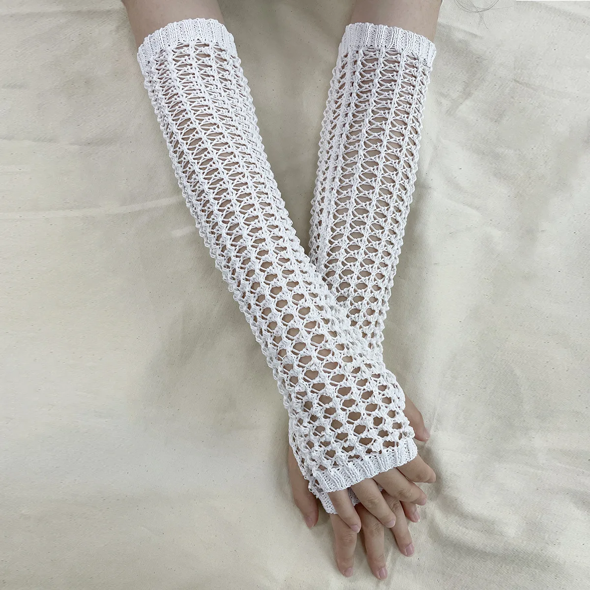 2023 New Wedding Season Hollow Out Decorative Sleeves Solid Breathable Sunscreen Fishing Net Arm Cover