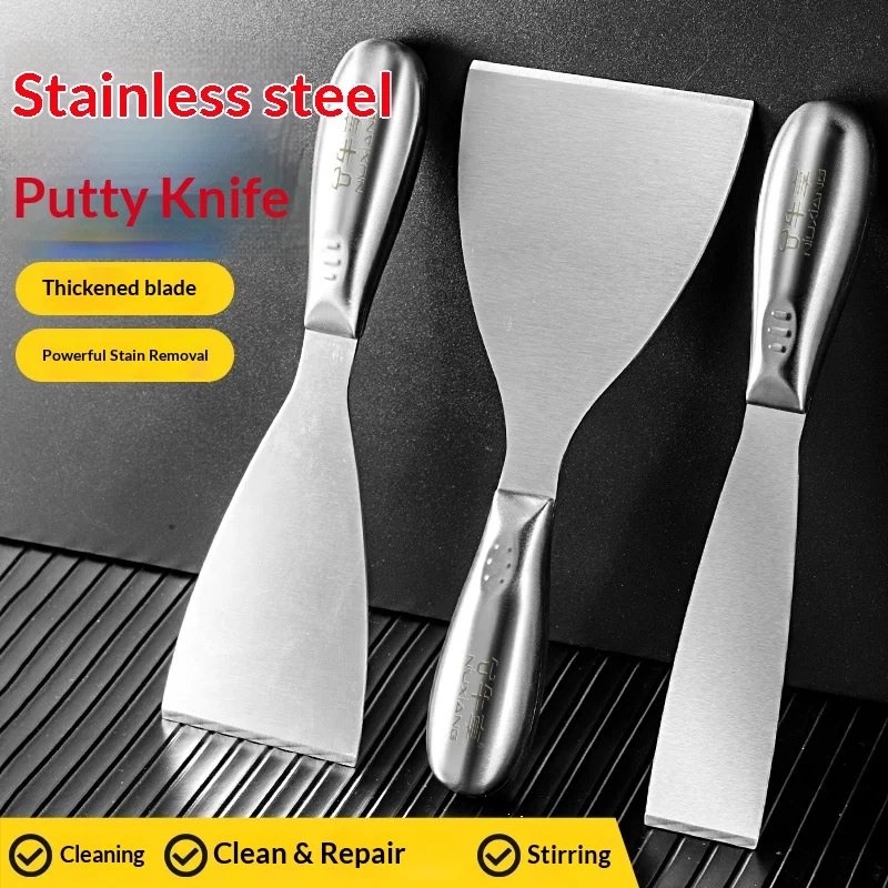 Thickened Stainless Steel Trowel for Plastering And Painting Durable Integrated Oil Knife for Professional Use