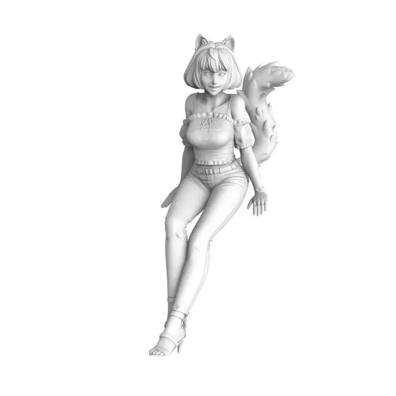 

1/35 Magical Little Fox Sexy Girl Resin Model Figure Gk Micro Miniature 3d Printed White Model Toy Unassembled Unpainted Kit ﻿