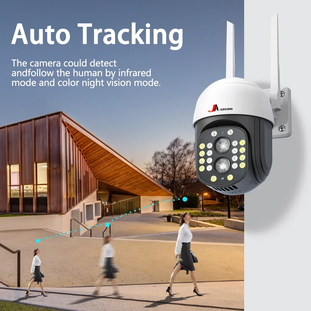 Câmera de vigilância ao ar livre Auto Tracking, PTZ, WiFi, lente dupla, zoom 10X, CCTV, proteção de segurança, 4K, 8MP, IPC360