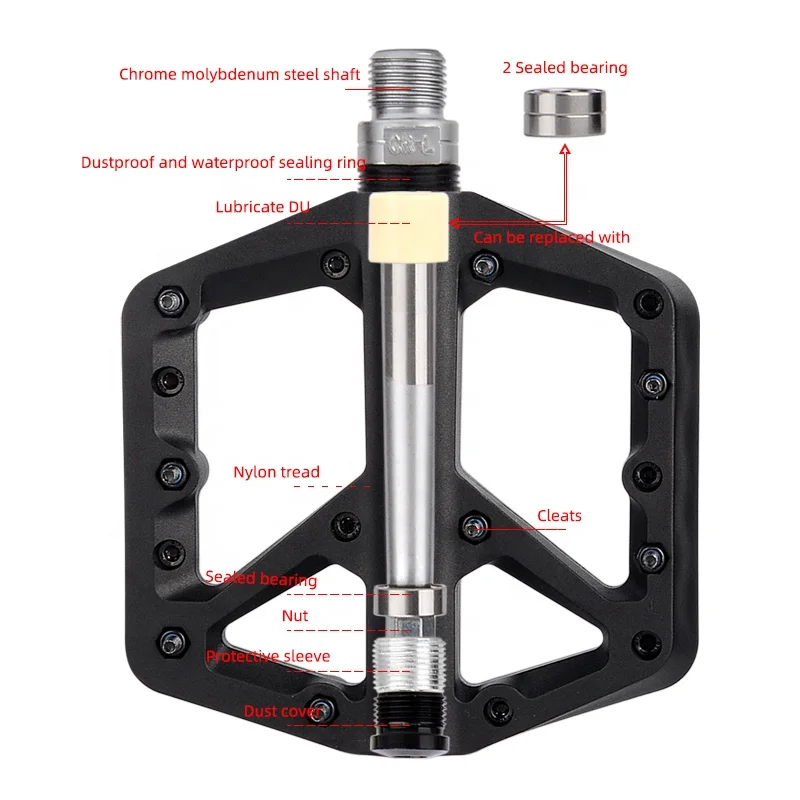 ZOYOSPORTS Nylon Bicycle Pedal Anti-slip Mountain Bike Pedals Dustprood Waterproof Seal Bearing Pedal Bike Accessories Mtb