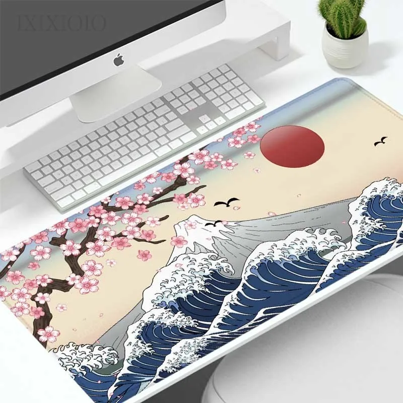 

Коврик для мыши, игровой японский коврик для мыши Sakura Wave XL, мягкий настольный компьютерный коврик для мыши для дома XXL