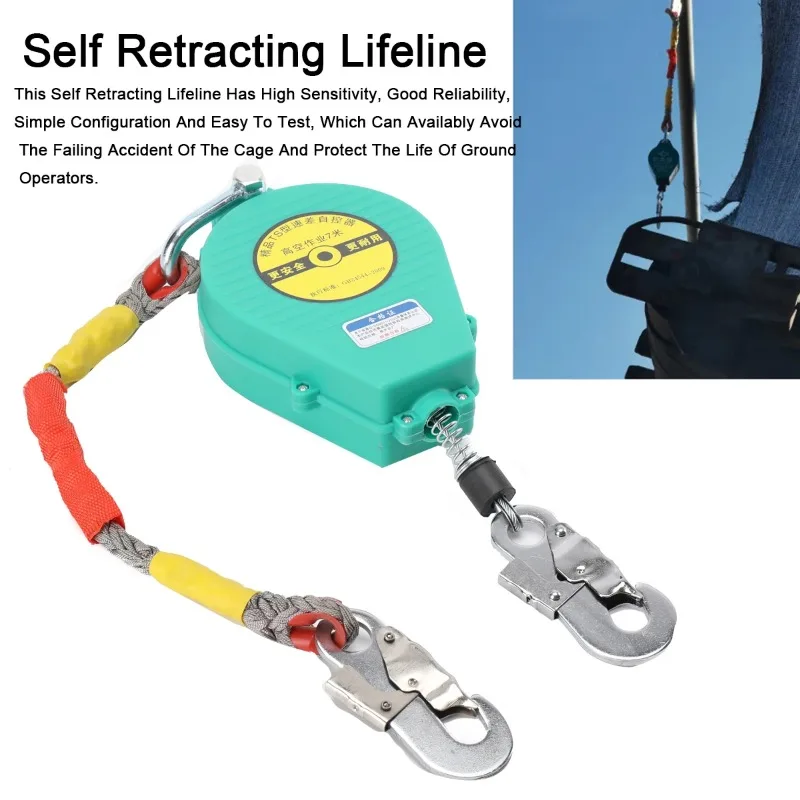 7m Self Locking Fall Arrester High Altitude Fall Protection Device 330lbs Heavy Duty