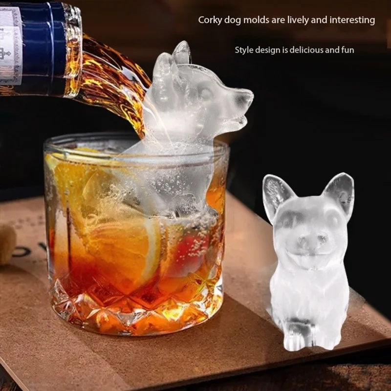 New Dachshund corgi Silicone Ice Block Mold Pet Ice Grid diy Food grade Soft Bottom One second Demoulding Ice Making